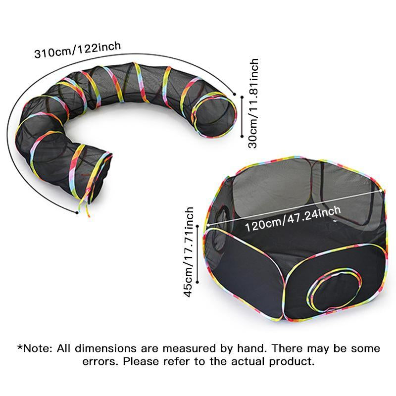 Foldable Pet Tunnel Set, Portable Mesh Pet Tent, Assembleable Pet Cage for Dog & Cat, Pet Supplies for Indoor Outdoor Use, Boredom Relief Self-Pleasure Toy