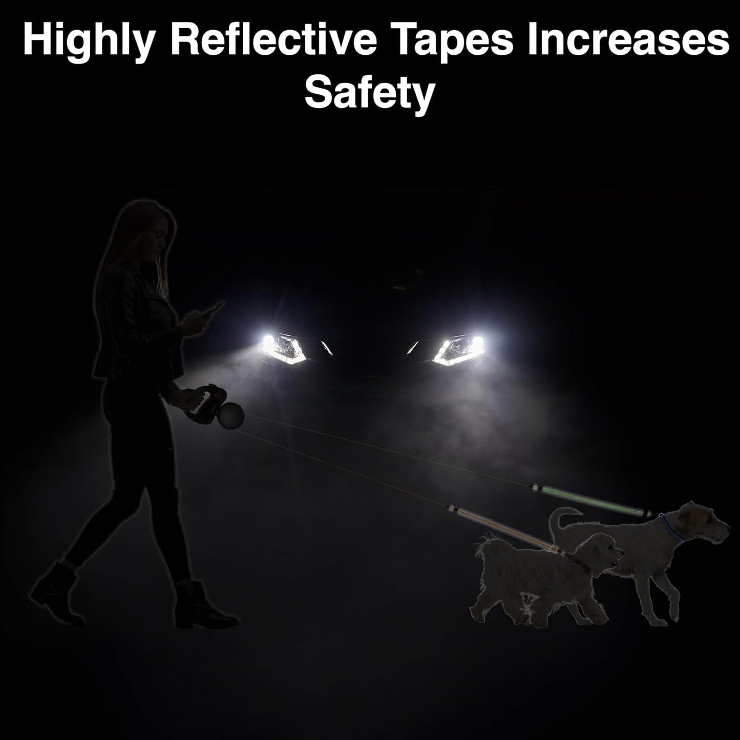 - 2025 Edition - 2 Dog Retractable Leash – Featuring Our Incredible Silicone Gel Handle - No Tangle Engineering. Each Dog 50 Lb up to 10 Ft Distance. Lock and Unlock Easily. Reflective Webbing.