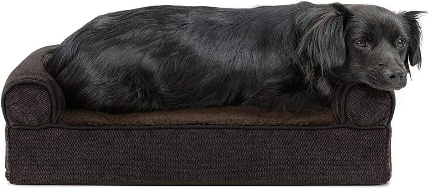 Memory Foam Dog Bed for Large Dogs W/ Removable Washable Cover, for Dogs up to 95 Lbs - Berber & Suede Blanket Top Mattress - Espresso, Jumbo/Xl