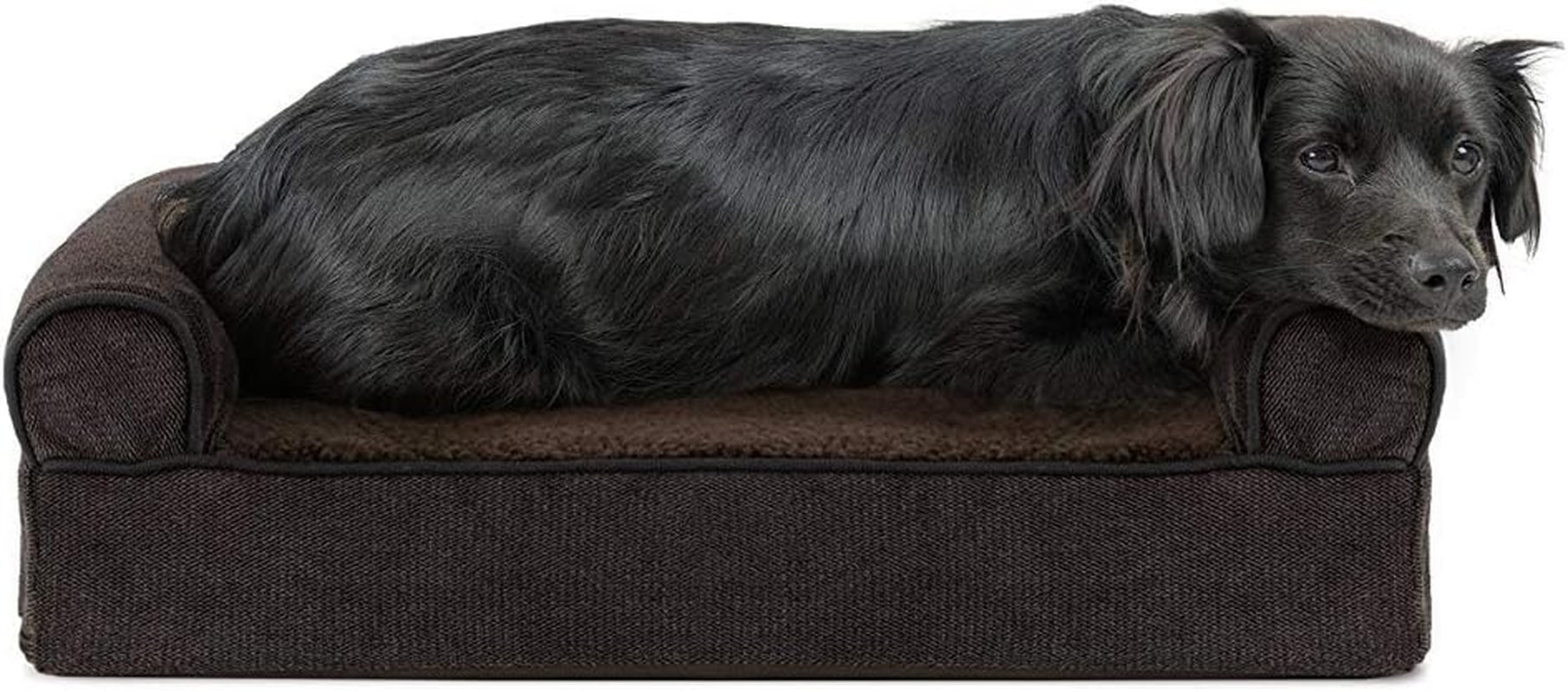 Memory Foam Dog Bed for Large Dogs W/ Removable Washable Cover, for Dogs up to 95 Lbs - Berber & Suede Blanket Top Mattress - Espresso, Jumbo/Xl