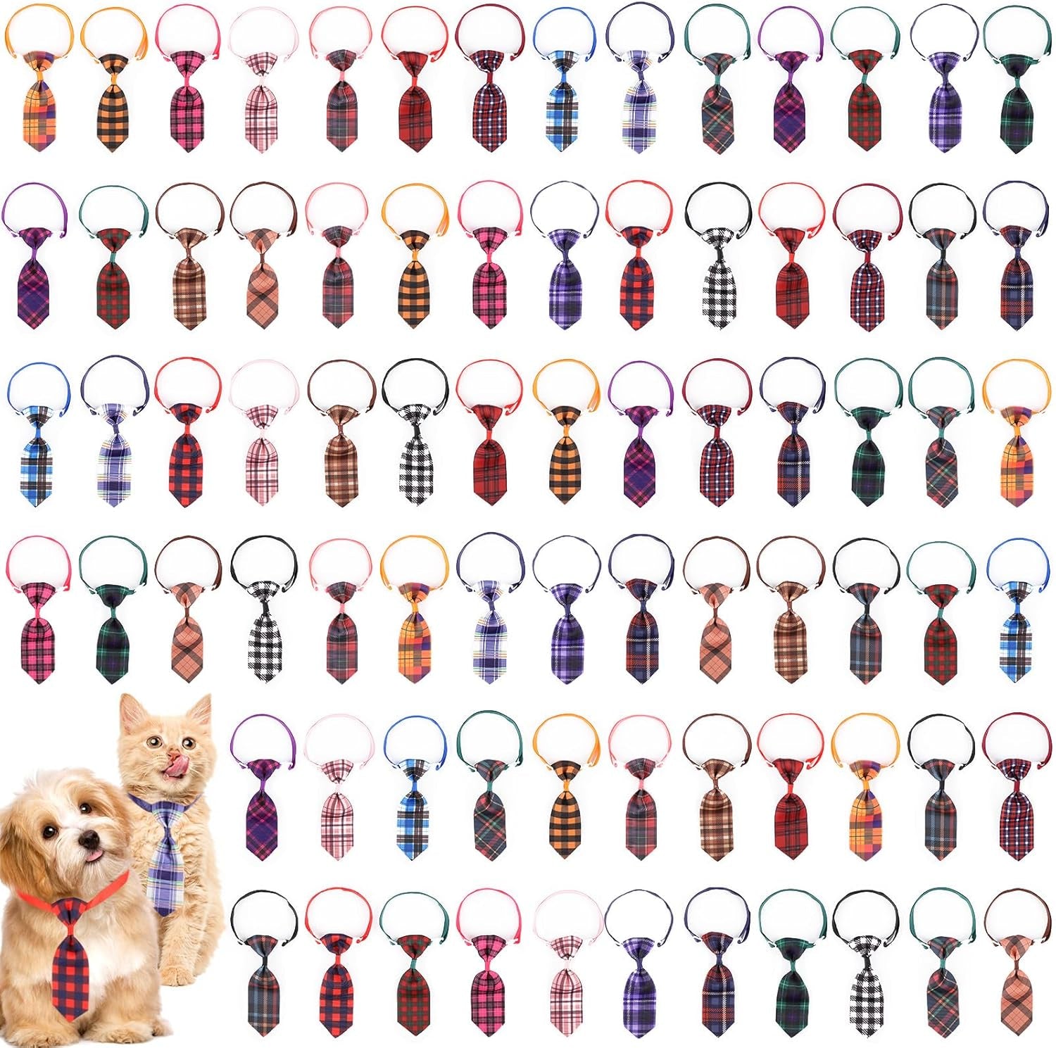 Small Neckties for Dogs, Dog Neck Bow Ties with Adjustable Collar, Pet Bowties for Small Dogs Cats Puppies Bowties Bulk Grooming Bows for Christmas Thanksgiving Wedding Festival Graduation