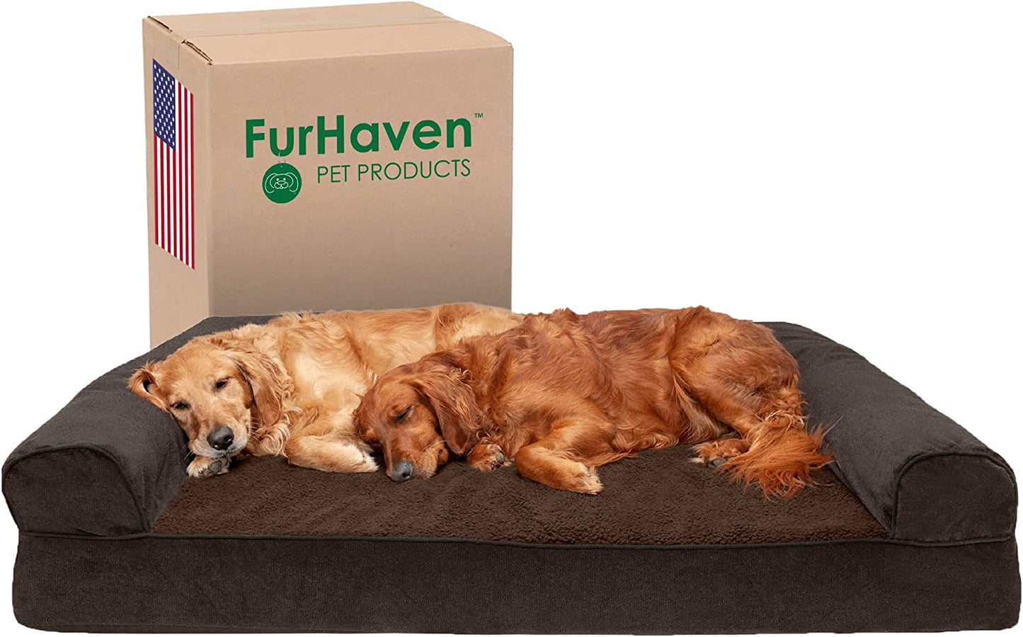Memory Foam Dog Bed for Large Dogs W/ Removable Washable Cover, for Dogs up to 95 Lbs - Berber & Suede Blanket Top Mattress - Espresso, Jumbo/Xl