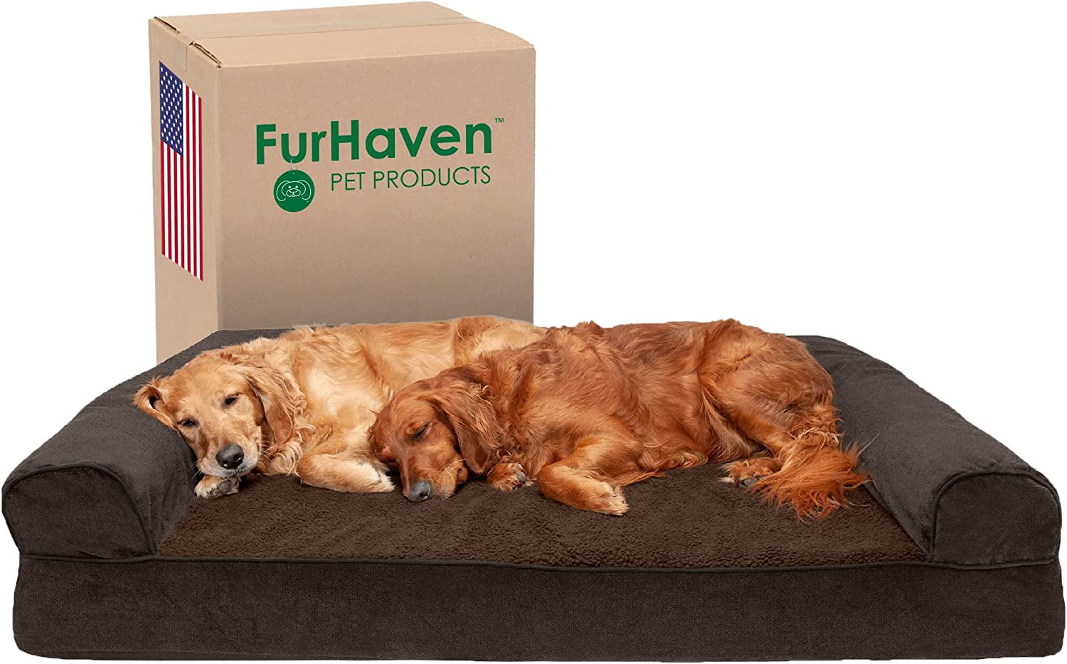 Memory Foam Dog Bed for Large Dogs W/ Removable Washable Cover, for Dogs up to 95 Lbs - Berber & Suede Blanket Top Mattress - Espresso, Jumbo/Xl