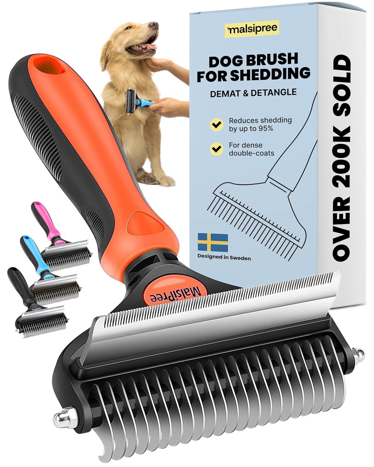 2-In-1 Dog Grooming Brush & Undercoat Rake - Deshedding Brush and Dematting Comb for Long or Short Haired Dogs - Anti-Shedding Pet Tool - Deshedding Tool