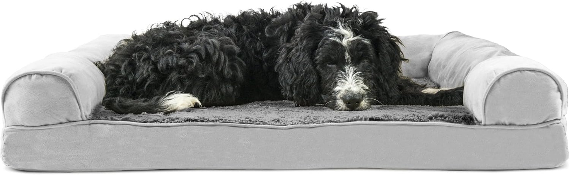 Memory Foam Dog Bed for Large Dogs W/ Removable Washable Cover, for Dogs up to 95 Lbs - Berber & Suede Blanket Top Mattress - Espresso, Jumbo/Xl