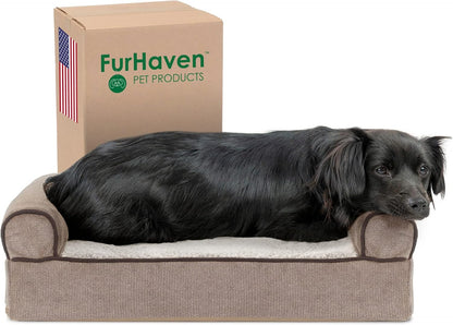 Memory Foam Dog Bed for Large Dogs W/ Removable Washable Cover, for Dogs up to 95 Lbs - Berber & Suede Blanket Top Mattress - Espresso, Jumbo/Xl