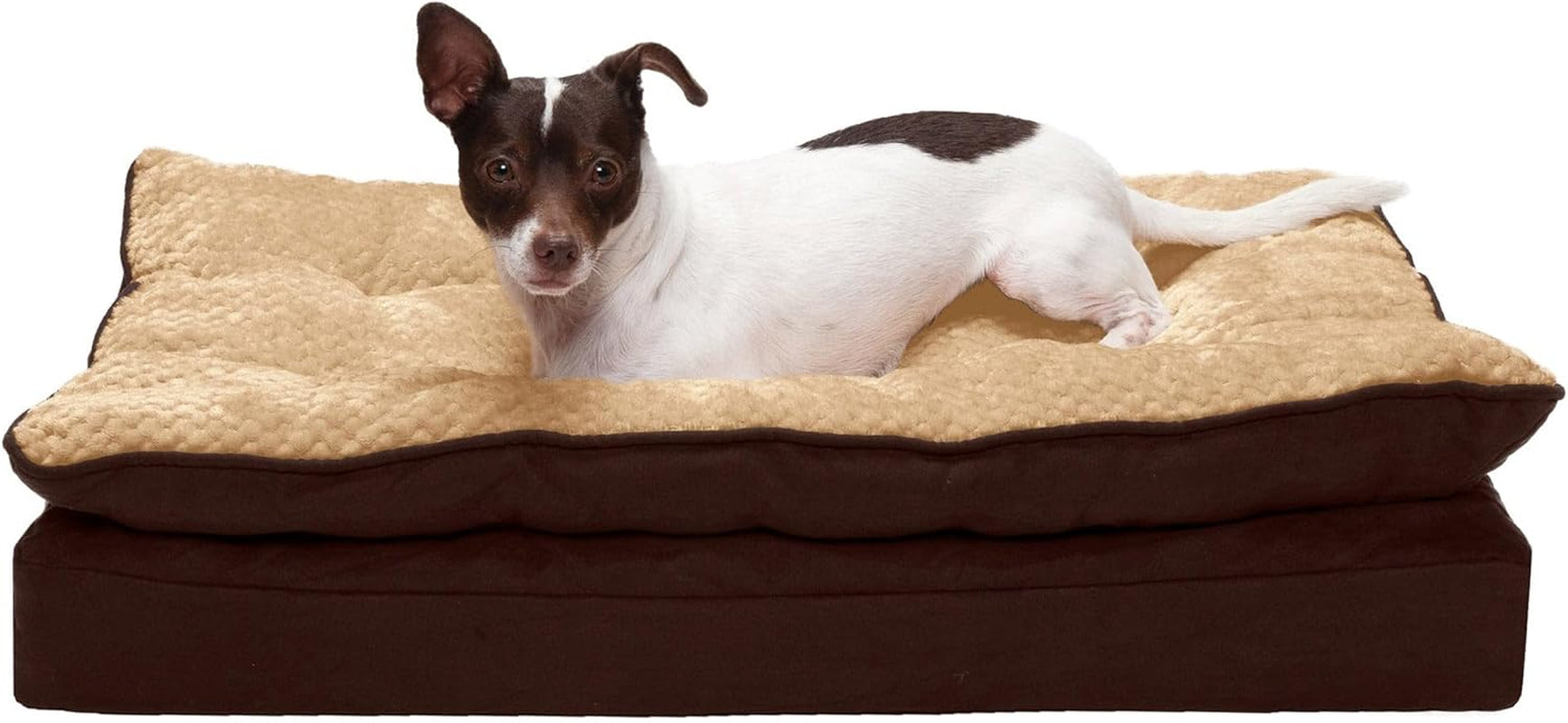 Memory Foam Dog Bed for Large Dogs W/ Removable Washable Cover, for Dogs up to 95 Lbs - Berber & Suede Blanket Top Mattress - Espresso, Jumbo/Xl