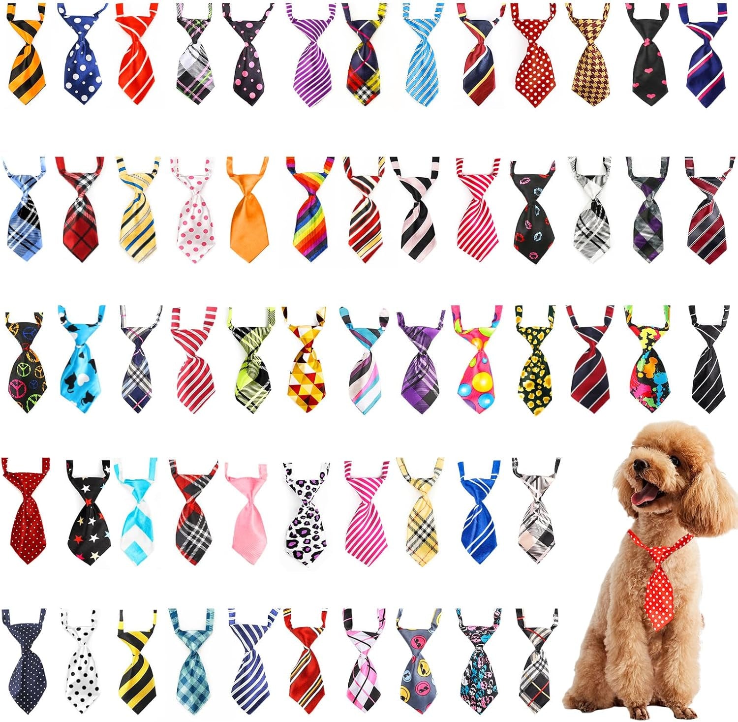 Small Neckties for Dogs, Dog Neck Bow Ties with Adjustable Collar, Pet Bowties for Small Dogs Cats Puppies Bowties Bulk Grooming Bows for Christmas Thanksgiving Wedding Festival Graduation