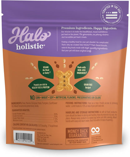 Holistic Vegan Dog Treats, Plant-Based Dog Treat with Peanuts & Pumpkins, Vegan Treat Pouch, 8 Oz Bag