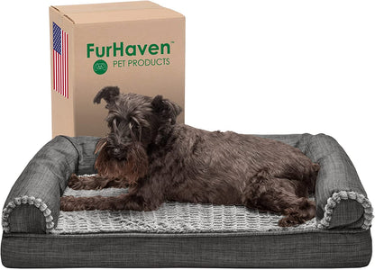 Memory Foam Dog Bed for Large Dogs W/ Removable Washable Cover, for Dogs up to 95 Lbs - Berber & Suede Blanket Top Mattress - Espresso, Jumbo/Xl