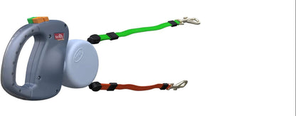 - 2025 Edition - 2 Dog Retractable Leash – Featuring Our Incredible Silicone Gel Handle - No Tangle Engineering. Each Dog 50 Lb up to 10 Ft Distance. Lock and Unlock Easily. Reflective Webbing.