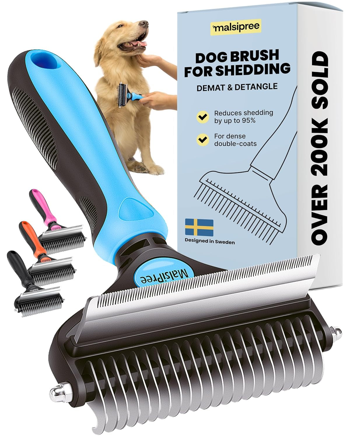2-In-1 Dog Grooming Brush & Undercoat Rake - Deshedding Brush and Dematting Comb for Long or Short Haired Dogs - Anti-Shedding Pet Tool - Deshedding Tool