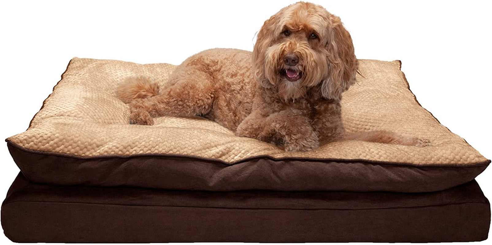 Memory Foam Dog Bed for Large Dogs W/ Removable Washable Cover, for Dogs up to 95 Lbs - Berber & Suede Blanket Top Mattress - Espresso, Jumbo/Xl