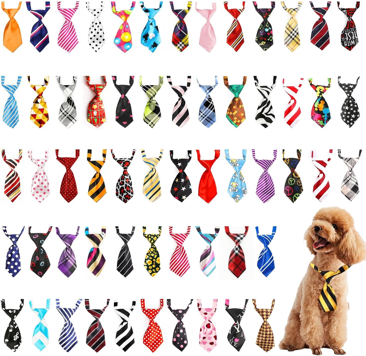 Small Neckties for Dogs, Dog Neck Bow Ties with Adjustable Collar, Pet Bowties for Small Dogs Cats Puppies Bowties Bulk Grooming Bows for Christmas Thanksgiving Wedding Festival Graduation