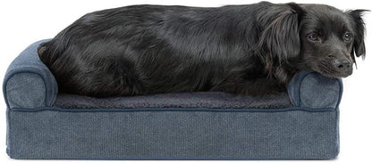 Memory Foam Dog Bed for Large Dogs W/ Removable Washable Cover, for Dogs up to 95 Lbs - Berber & Suede Blanket Top Mattress - Espresso, Jumbo/Xl