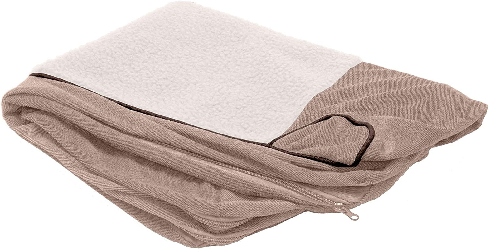 Memory Foam Dog Bed for Large Dogs W/ Removable Washable Cover, for Dogs up to 95 Lbs - Berber & Suede Blanket Top Mattress - Espresso, Jumbo/Xl