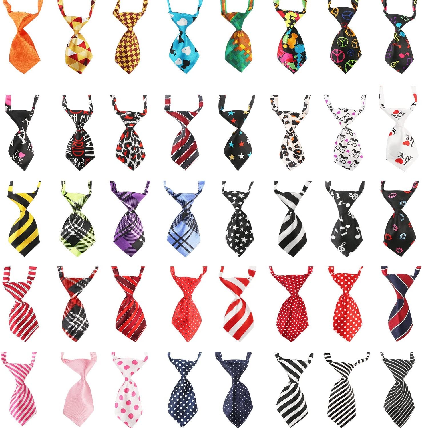 Small Neckties for Dogs, Dog Neck Bow Ties with Adjustable Collar, Pet Bowties for Small Dogs Cats Puppies Bowties Bulk Grooming Bows for Christmas Thanksgiving Wedding Festival Graduation