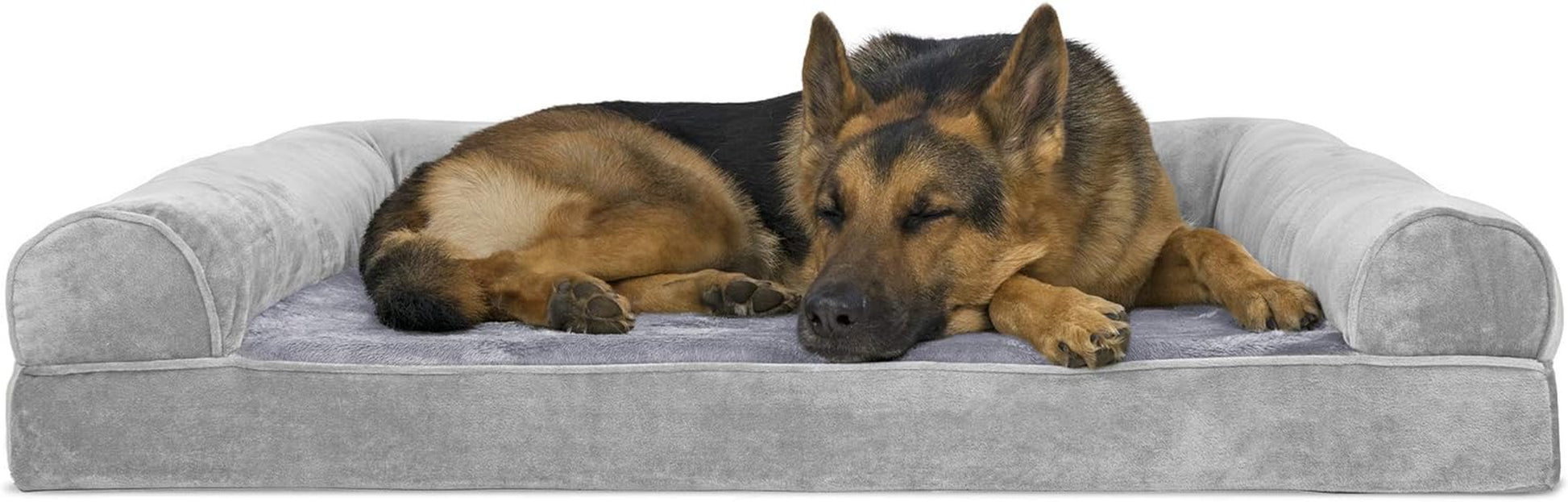 Memory Foam Dog Bed for Large Dogs W/ Removable Washable Cover, for Dogs up to 95 Lbs - Berber & Suede Blanket Top Mattress - Espresso, Jumbo/Xl