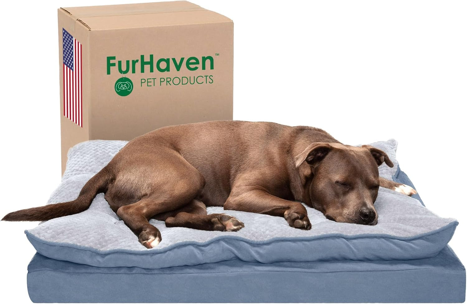 Memory Foam Dog Bed for Large Dogs W/ Removable Washable Cover, for Dogs up to 95 Lbs - Berber & Suede Blanket Top Mattress - Espresso, Jumbo/Xl