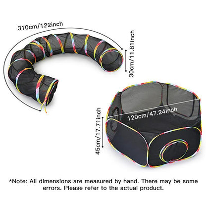 Foldable Pet Tunnel Set, Portable Mesh Pet Tent, Assembleable Pet Cage for Dog & Cat, Pet Supplies for Indoor Outdoor Use, Boredom Relief Self-Pleasure Toy