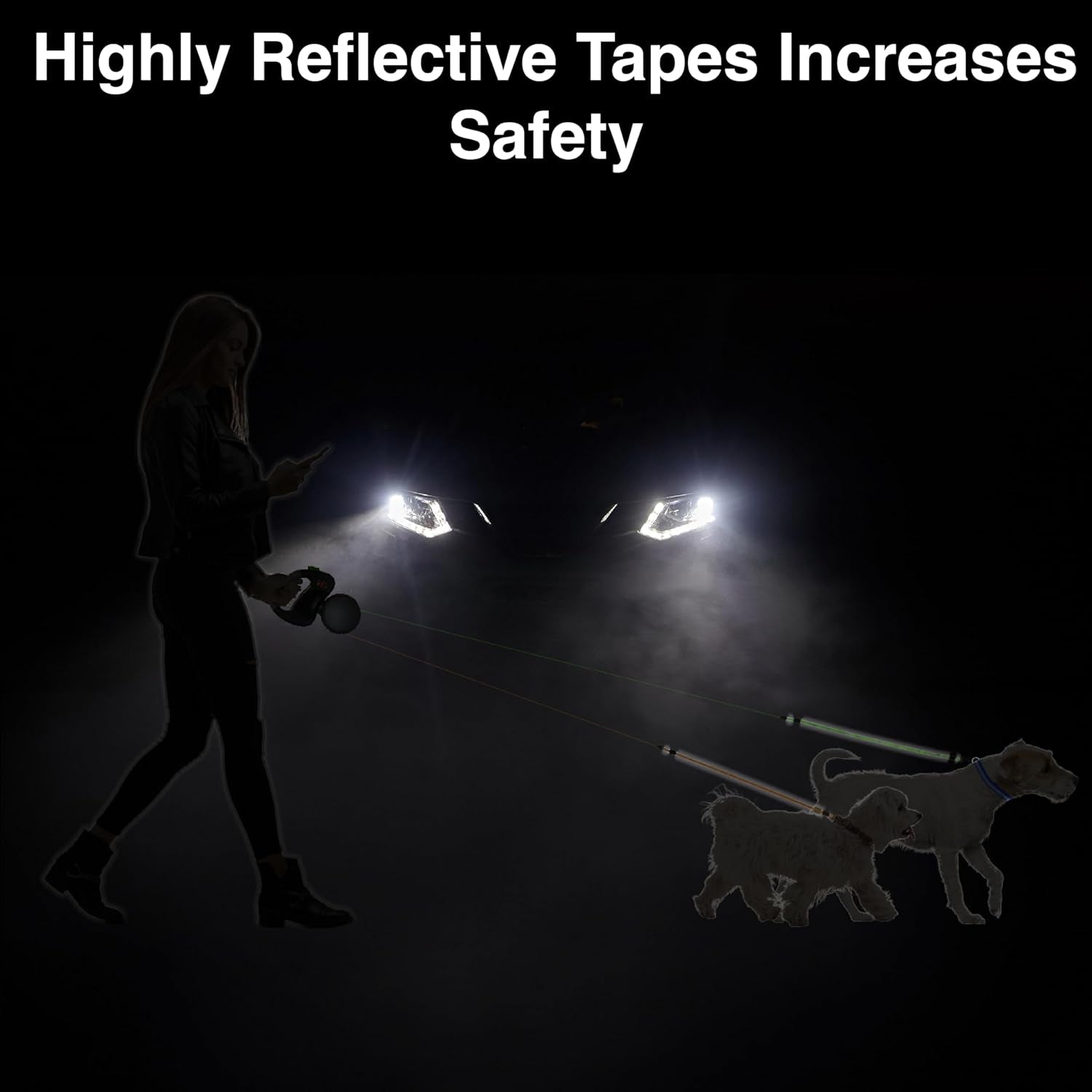 - 2025 Edition - 2 Dog Retractable Leash – Featuring Our Incredible Silicone Gel Handle - No Tangle Engineering. Each Dog 50 Lb up to 10 Ft Distance. Lock and Unlock Easily. Reflective Webbing.